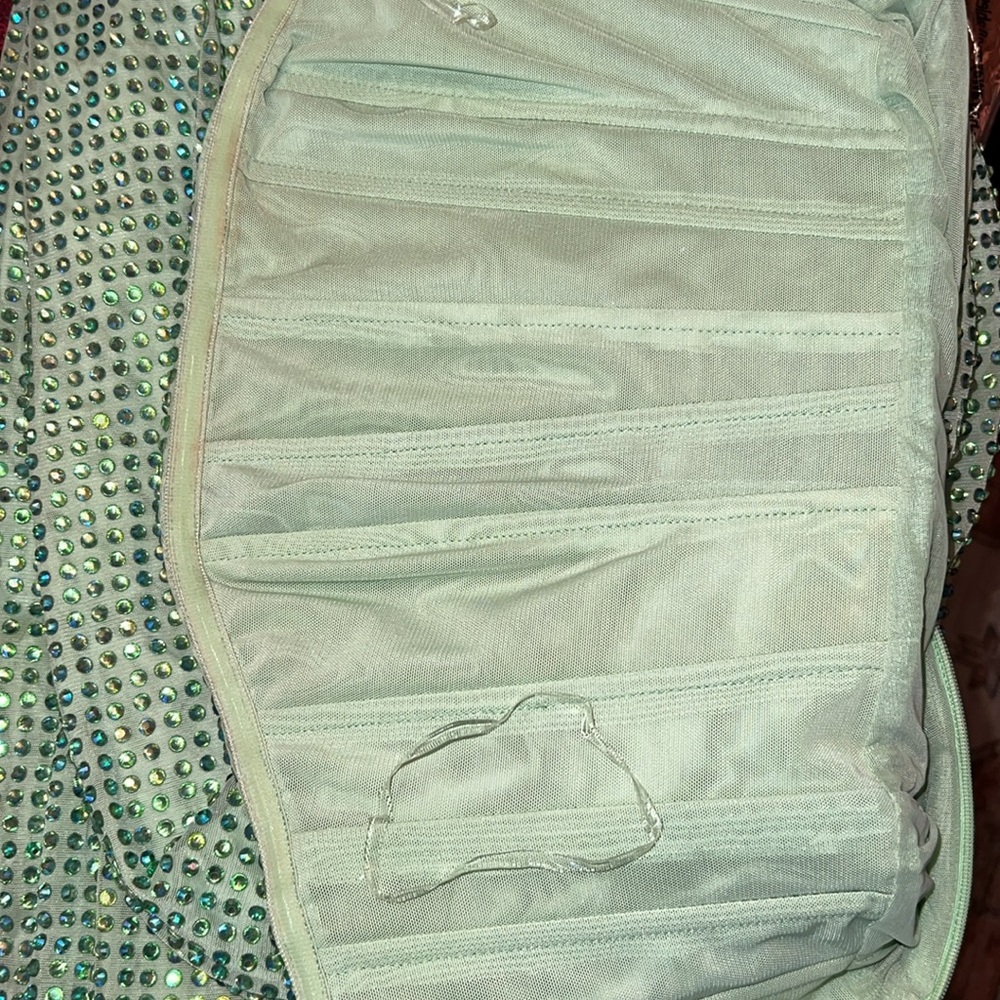 Oh Polly Sequin Strapless Mint Green Column Gown - Picture 6 of 12